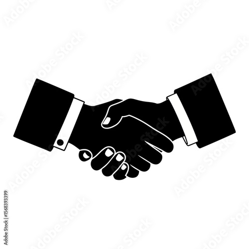 Vector art of two business people shaking hands in agreement isolated on white background