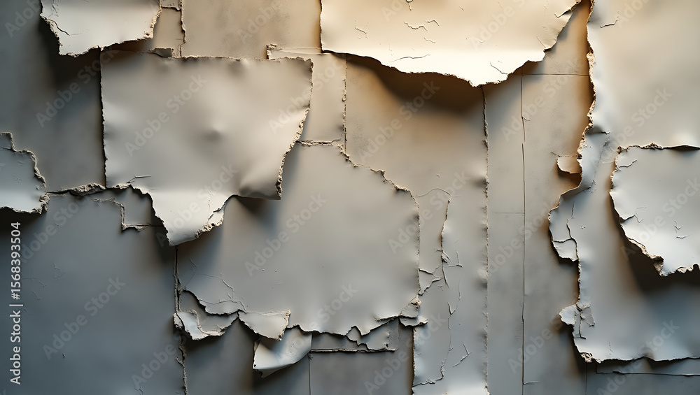 Obraz premium Abstract Textured Wall: Cracked, Peeling Paint, Neutral Tones, Distressed Surface, Modern Art Background.