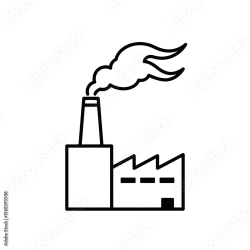 Vector art of factory with smoke coming out of chimney isolated on white background