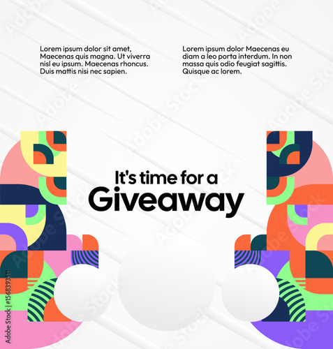 Design Announcement of Giveaway Prize Winners. Social media background with creative geometric art. Vector Illustration