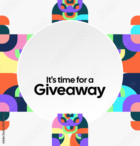 Design Announcement of Giveaway Prize Winners. Social media background with creative geometric art. Vector Illustration