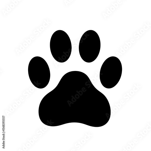 Vector art of a black paw print symbol isolated on a white background
