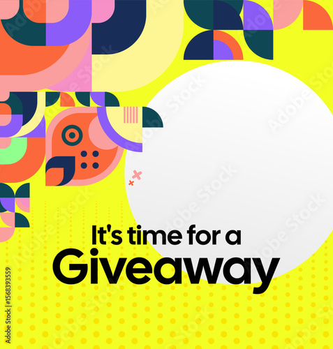 Design Announcement of Giveaway Prize Winners. Social media background with creative geometric art. Vector Illustration