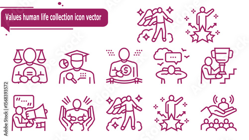   Values human life collection icon vector