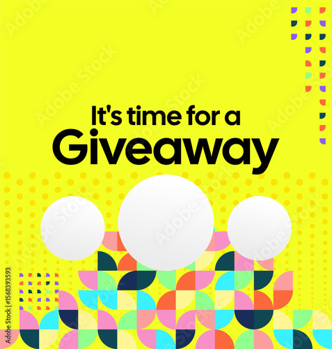 Design Announcement of Giveaway Prize Winners. Social media background with creative geometric art. Vector Illustration