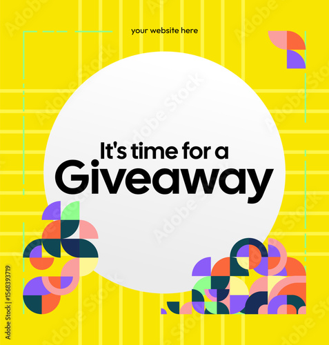 Design Announcement of Giveaway Prize Winners. Social media background with creative geometric art. Vector Illustration