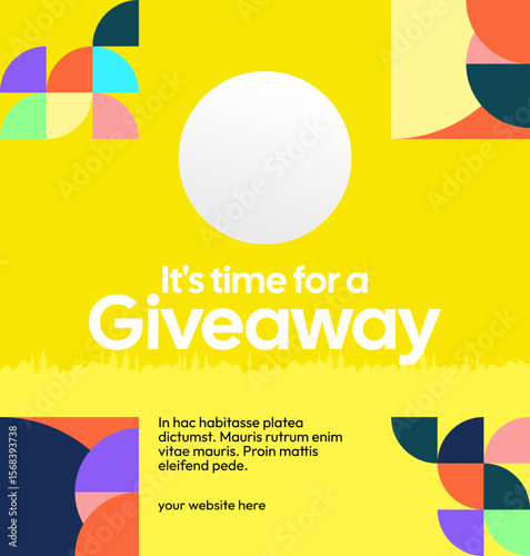 Design Announcement of Giveaway Prize Winners. Social media background with creative geometric art. Vector Illustration
