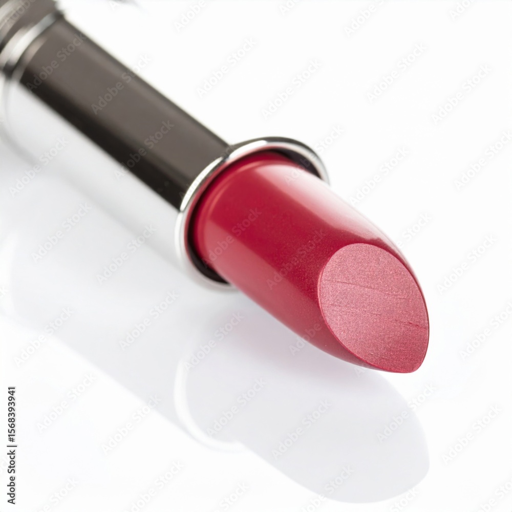 Red Lipstick Tube Close-up on White Background Red Lipstick Tube Close-up on White Background