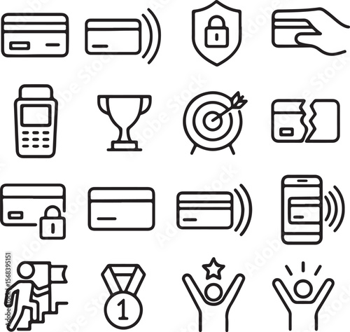 Secure Online Payment Methods & Financial Success Icons