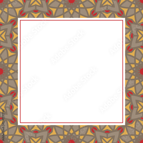 Oriental ornamental mosaic. Arabic design for page decoration. Vector frame of asian mosaic border