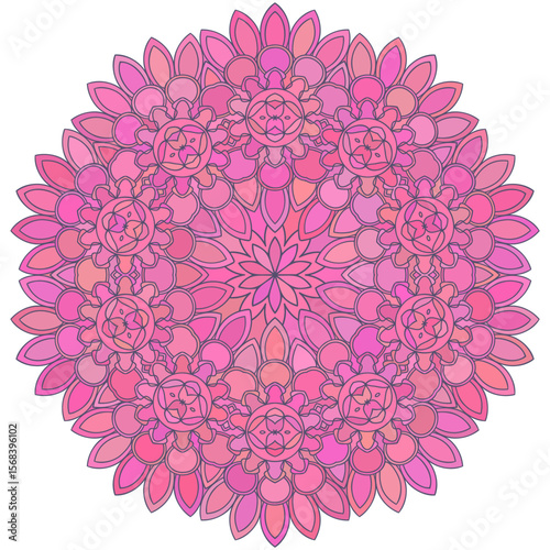 Asian colorful floral mandala. Vector ethnic circular ornament. Stylish design in pastel shades