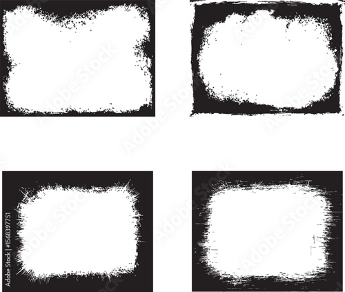 Four abstract grunge borders with distressed edges