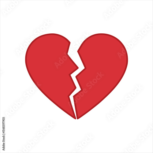 vector  Broken Heart with Red color , ai generator