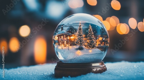 Crystal ball with snowy Christmas scene