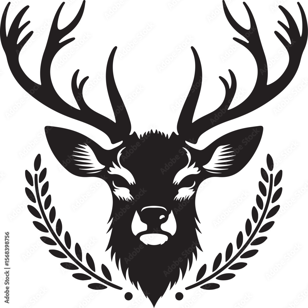 Obraz premium a silhouette deer face vector