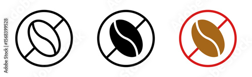 Caffeine-free symbol with coffee bean and prohibition mark representing health conscious dietary restriction lifestyle choice decaf beverage warning preference alert