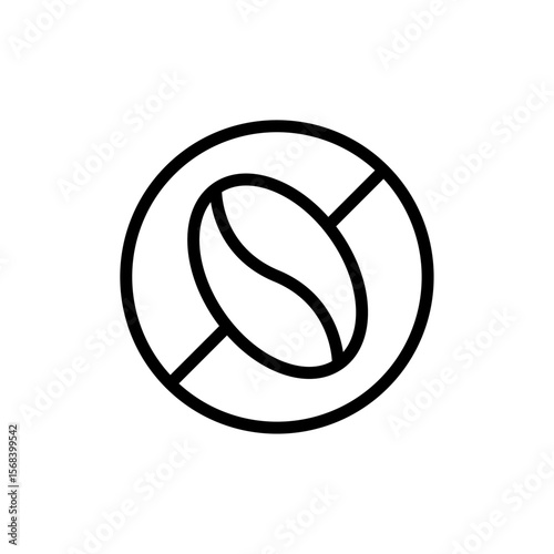 Caffeine-free symbol with coffee bean and prohibition mark representing health conscious dietary restriction lifestyle choice decaf beverage warning preference alert