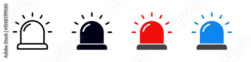 Siren light icon, emergency warning signal with flashing representing alert danger urgency safety police ambulance response attention notification public protection system