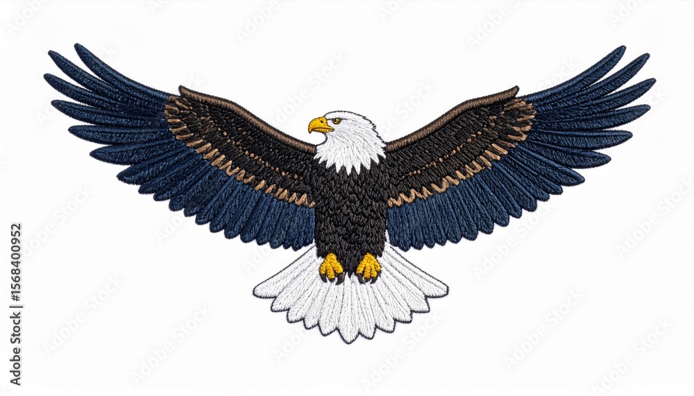 Obraz premium Majestic Bald Eagle in Flight Against White Background