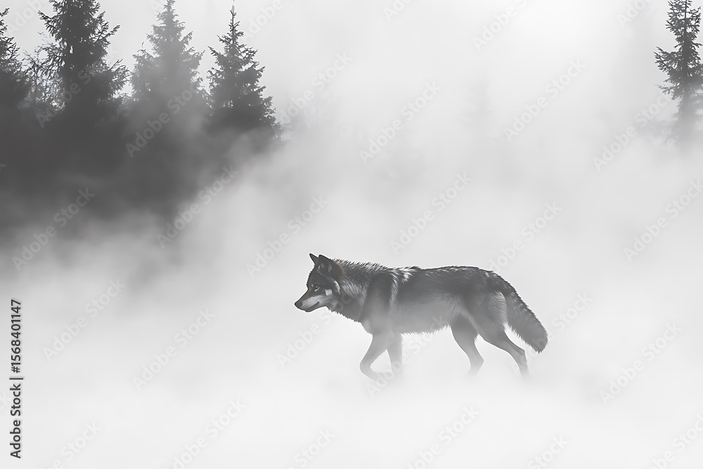Fototapeta premium wolf in winter forest