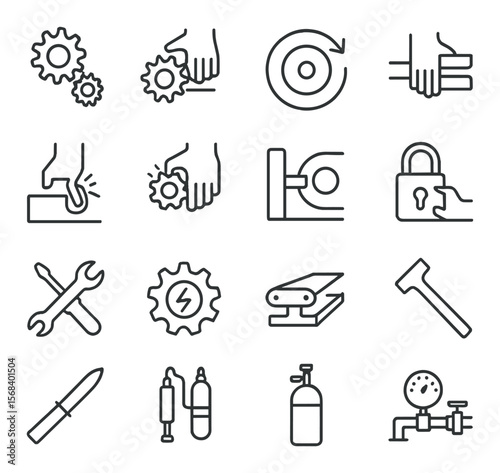 Safety and hazard icon collection, protective symbol set. danger warning elements