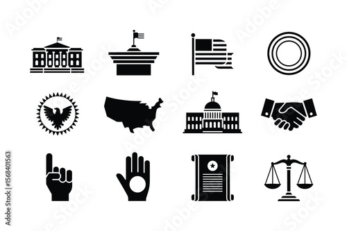 American government and justice symbols white house capitol building
