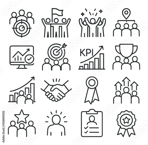Teamwork icons collection, collaboration design symbols. productivity and group set