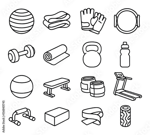 Fitness icon collection, exercise and workout symbols. gym and active lifestyle set