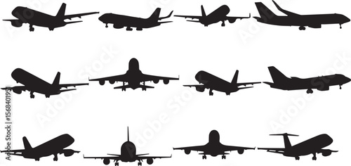 set of airplane silhouettes