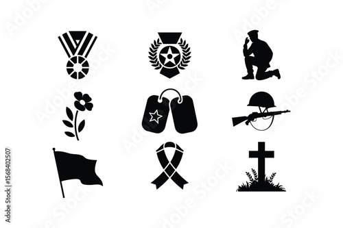 Military symbols of honor remembrance and sacrifice medal laurel wreath