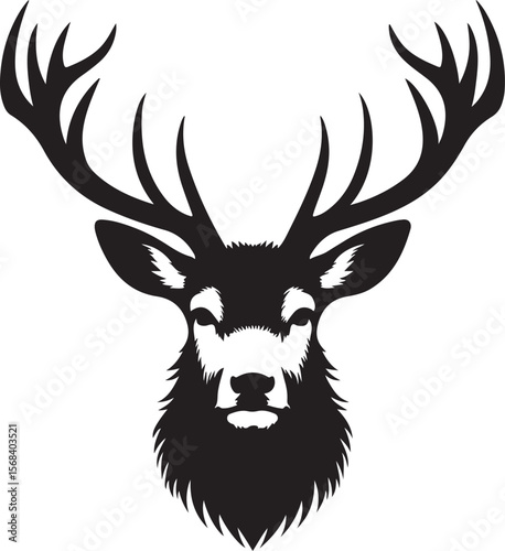 a silhouette deer face vector