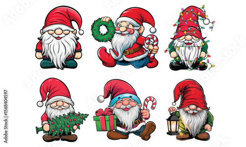 Christmas Bundle, Santa Gnomes with Gifts and Decor.
