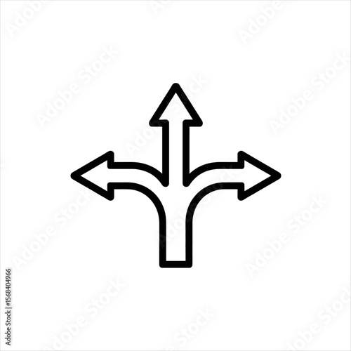 Three arrows pointing in different directions isolated on white background