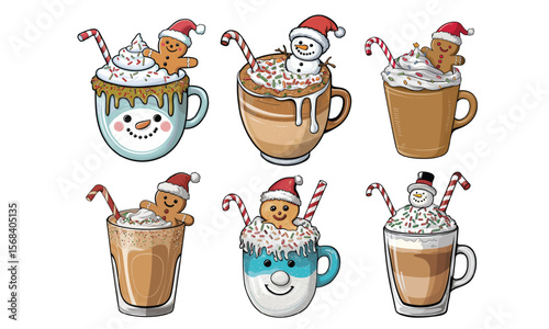 Christmas Hot Cocoa Gingerbread, Snowman, Bundle.