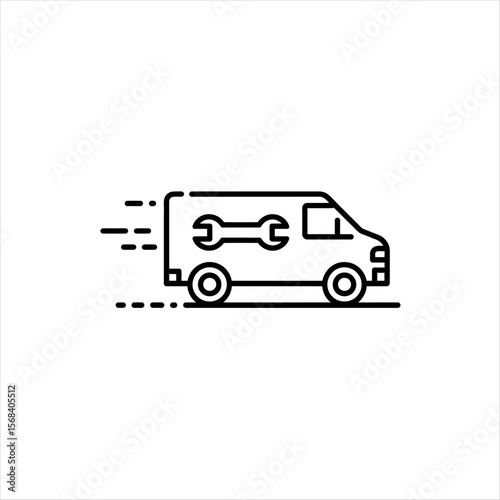 A service van is isolated on white background