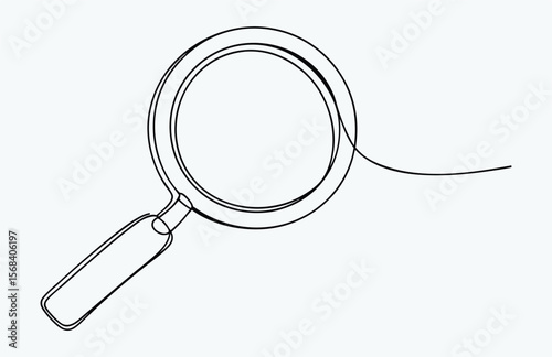 one line drawing magnifying glass sketch, one continuous line illustration of magnifying glass, continuous line drawing of magnifying glass lens 