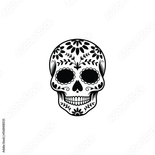 Day of the Dead sugar skulls vector silhouette