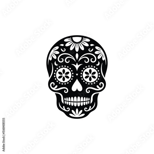 Day of the Dead sugar skulls vector silhouette