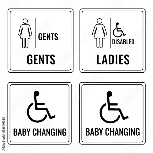 Gents Washroom Signs – Modern Restroom & Toilet Door Sign Set