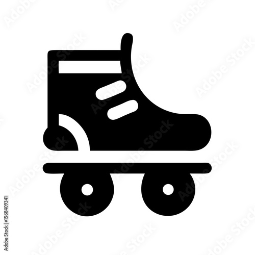 Inline Roller Skate Icon – Flat and Bold Black Silhouette