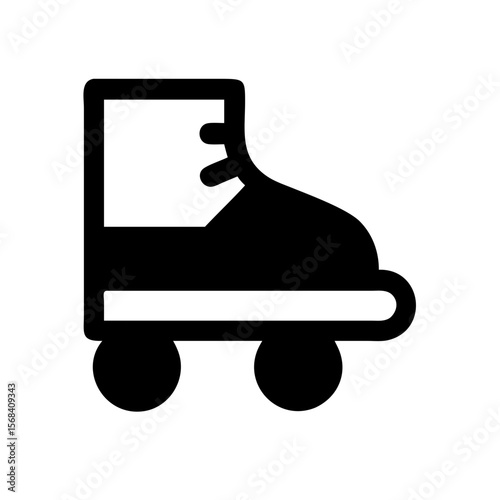 Inline Roller Skate Icon – Flat and Bold Black Silhouette