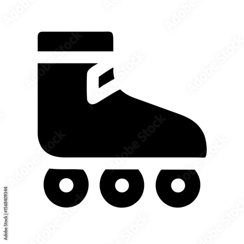 Inline Roller Skate Icon – Flat and Bold Black Silhouette