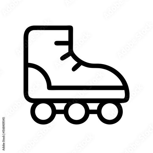 Inline Roller Skate Icon – Flat and Bold Black Silhouette