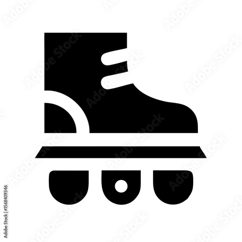 Inline Roller Skate Icon – Flat and Bold Black Silhouette