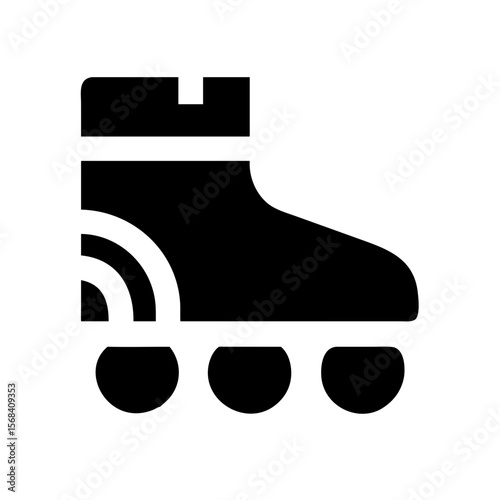Inline Roller Skate Icon – Flat and Bold Black Silhouette