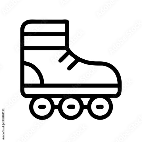 Inline Roller Skate Icon – Flat and Bold Black Silhouette