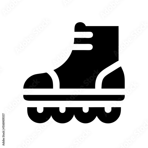 Inline Roller Skate Icon – Flat and Bold Black Silhouette