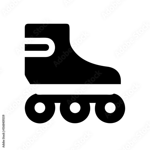 Inline Roller Skate Icon – Flat and Bold Black Silhouette