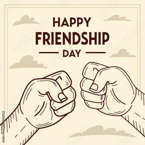 Friendship Day Greeting with Fists and Clouds celebration