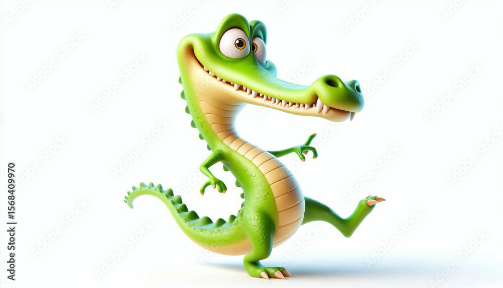 Naklejka premium Illustration of a 3D cute clumsy crocodile cartoon 